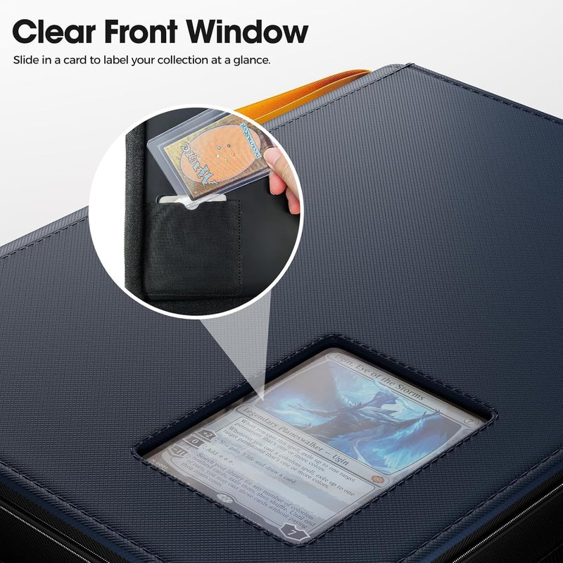 Procase 4 Pocket Top Loader Binder, Holding 144 Cards in 3"x4" Toploaders, Side Loading Small Book Folder with Clear Window for Pokemon, Trading, Sports Cards Collection TCG, MTG -Navy - Image 3